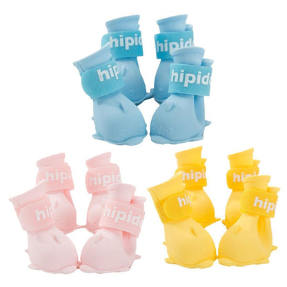 4pcs Cartoon Pet Rain Boots Waterproof Non-Slip Wear-Resistant Shoes for Dogs - Pink - L