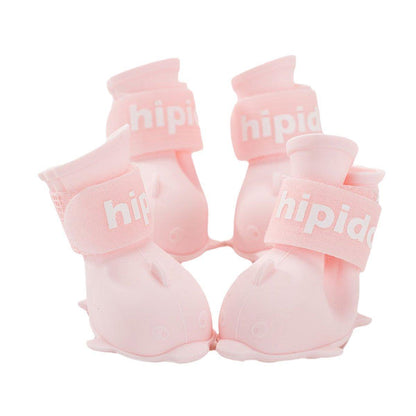 4pcs Cartoon Pet Rain Boots Waterproof Non-Slip Wear-Resistant Shoes for Dogs - Pink - M