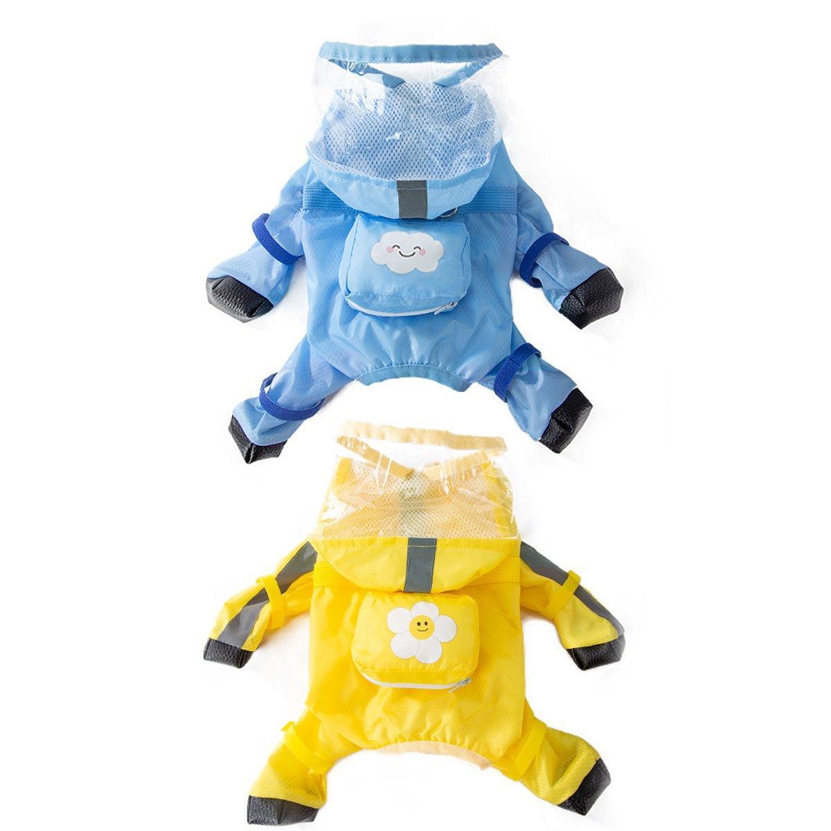 Waterproof Dog Raincoat with Feet Full Coverage Pet Rainy Clothes for Small Dogs - Blue - XXL