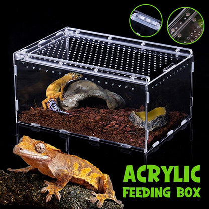 Clear Pet Box Slide Lid Reptile Breeding Habitat Panoramic View Terrarium