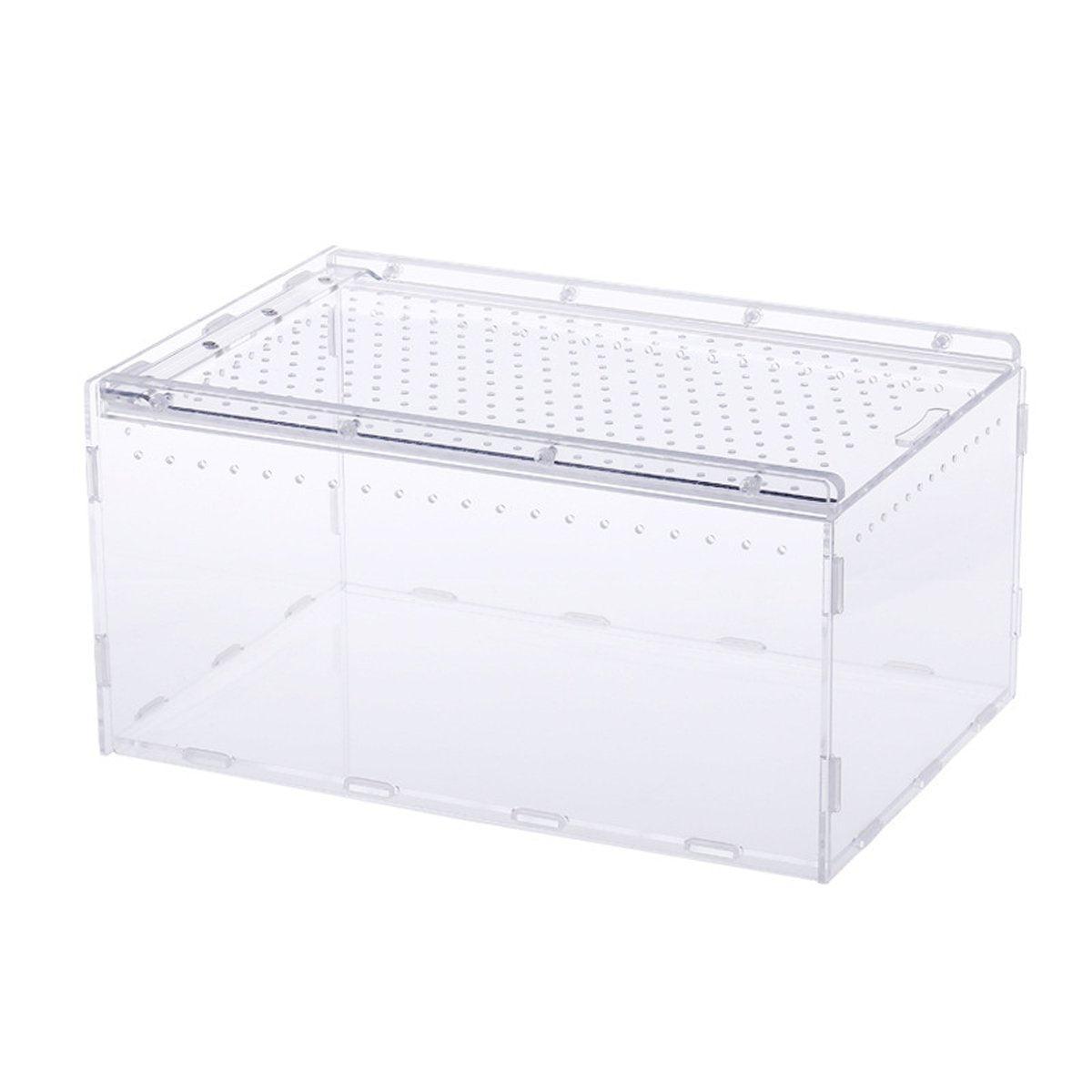 Clear Pet Box Slide Lid Reptile Breeding Habitat Panoramic View Terrarium