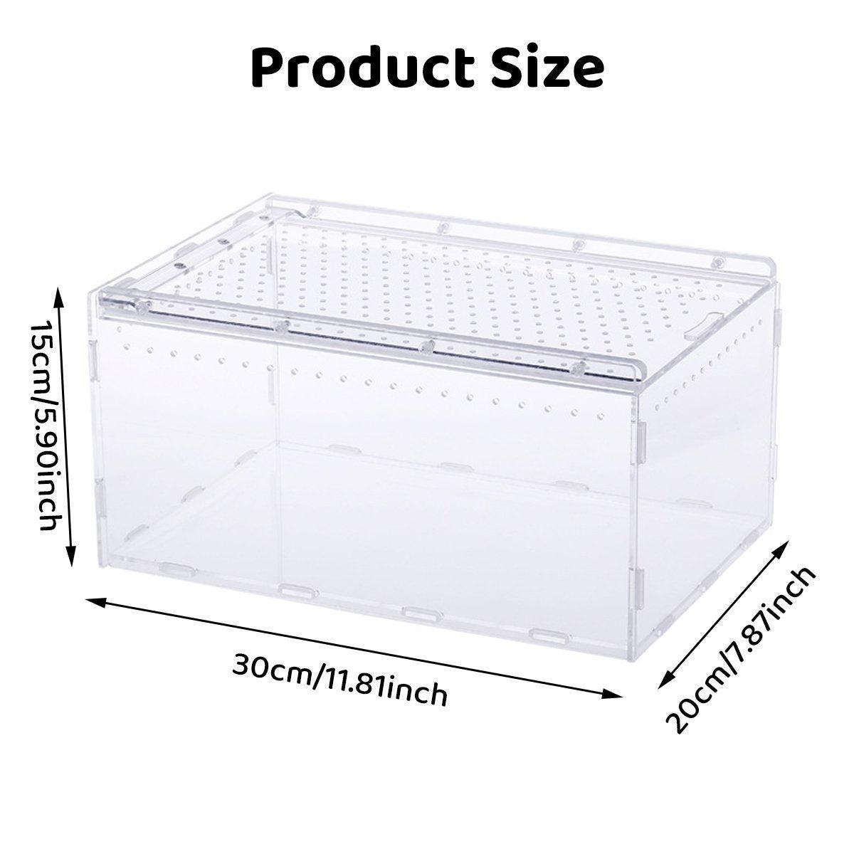 Clear Pet Box Slide Lid Reptile Breeding Habitat Panoramic View Terrarium