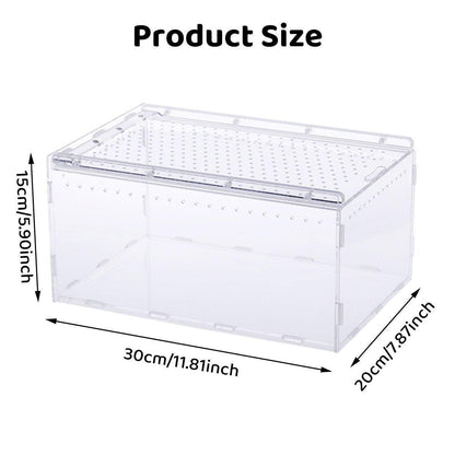 Clear Pet Box Slide Lid Reptile Breeding Habitat Panoramic View Terrarium