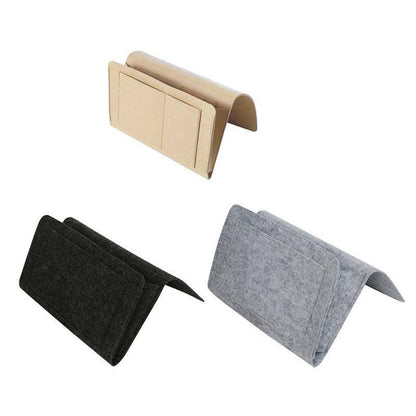 Bedside Storage Caddy Hanging Organizer Pocket Bag for Phone Remote Book - Black