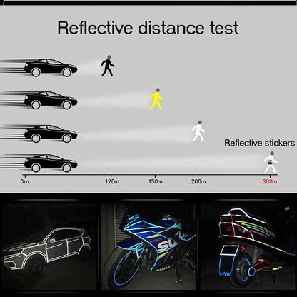 8m Reflective Tape for Bikes Cars Motorcycles Waterproof High Visibility Strip - Red