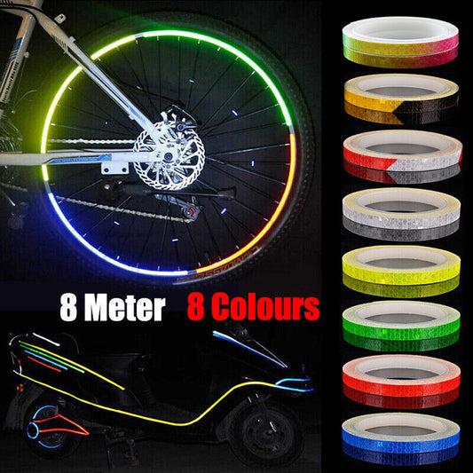 8m Reflective Tape for Bikes Cars Motorcycles Waterproof High Visibility Strip - Black-Yellow