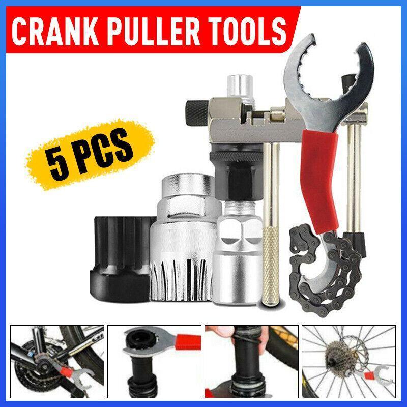 5PCS Bike Repair Tool Kit Crank Puller Chain Breaker Freewheel Bottom Bracket Remover