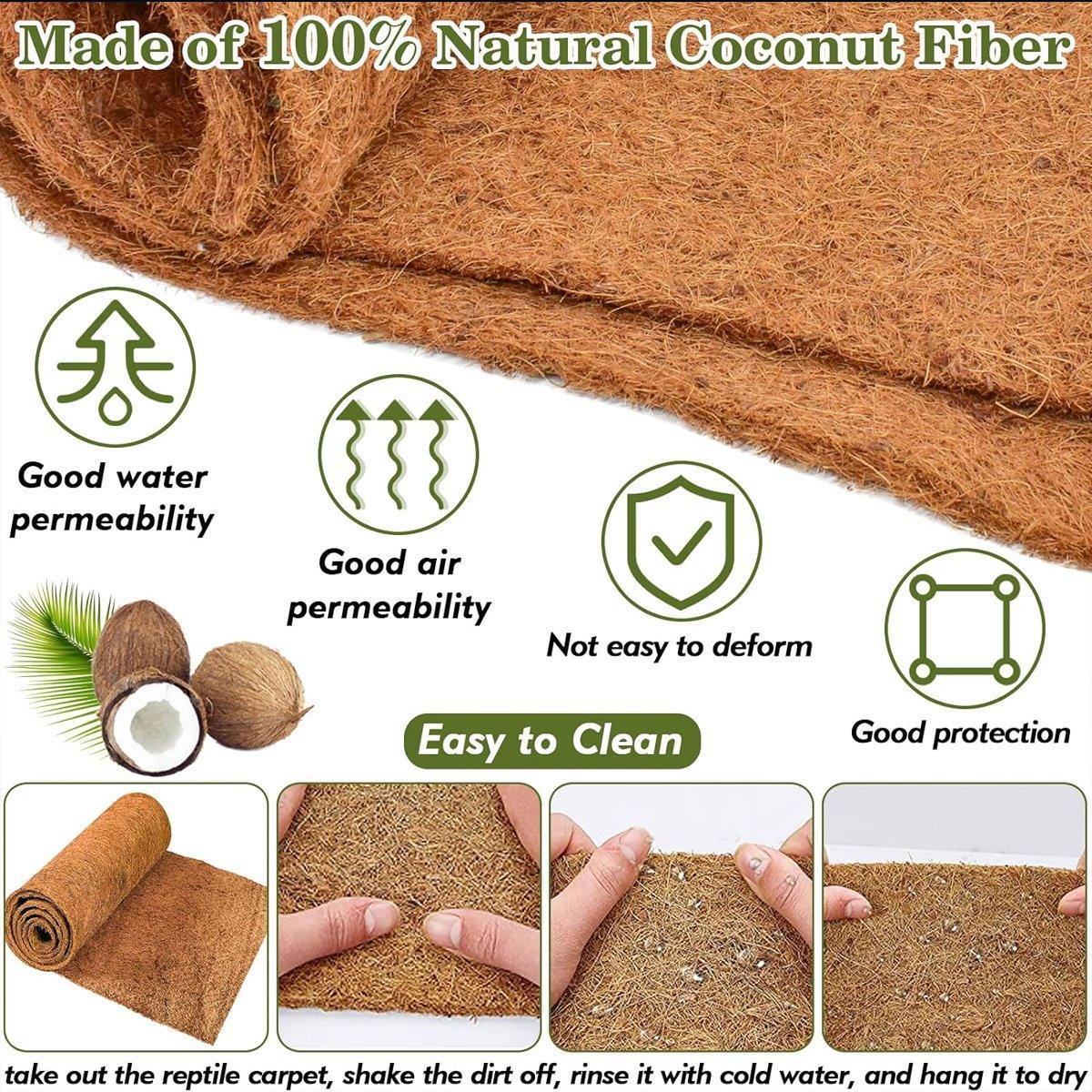 Reptile Terrarium Liner Coconut Fiber Mat Tortoise Carpet Pet Hamster Bedding - 50x30cm