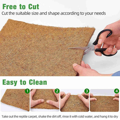 Reptile Terrarium Liner Coconut Fiber Mat Tortoise Carpet Pet Hamster Bedding - 50x30cm