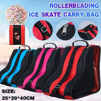 Rollerblading Ice Skate Carry Bag with Adjustable Shoulder Strap for All Ages - Red