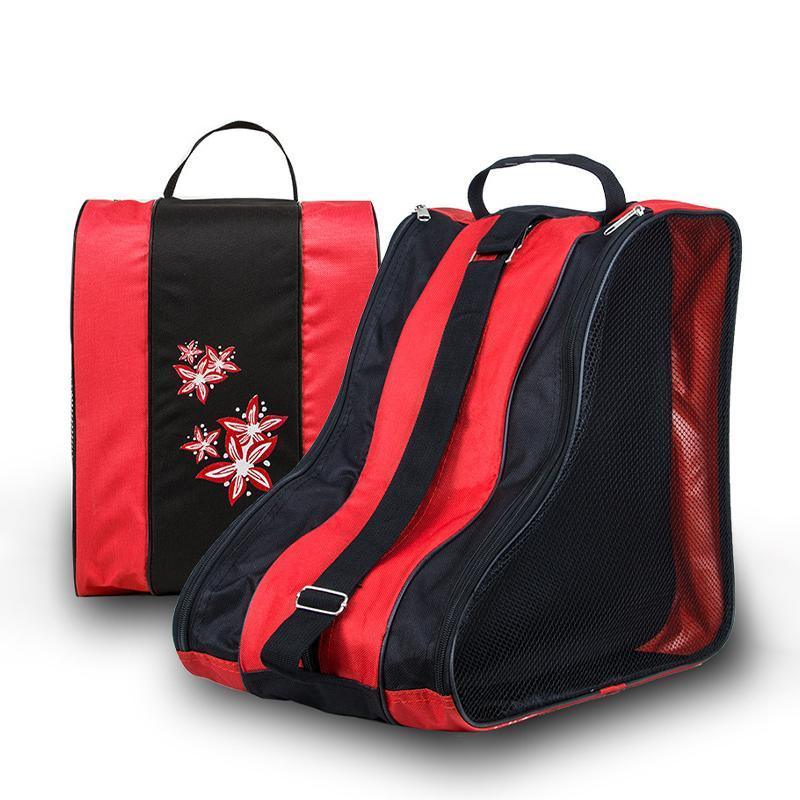 Rollerblading Ice Skate Carry Bag with Adjustable Shoulder Strap for All Ages - Red