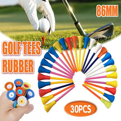 83mm Rubber Golf Tees 30PCS - Colourful Durable Plastic Tees with Soft Cushion Top