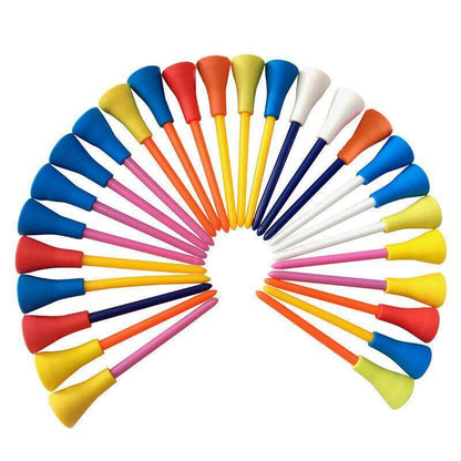 83mm Rubber Golf Tees 30PCS - Colourful Durable Plastic Tees with Soft Cushion Top