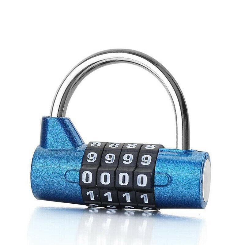 4 Digit Combination Padlock Wide Shackle Password Lock for Locker or Luggage - Red