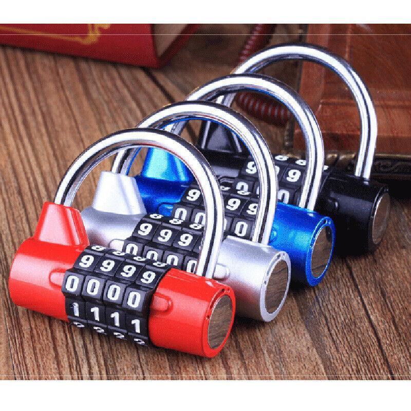 4 Digit Combination Padlock Wide Shackle Password Lock for Locker or Luggage - Silver