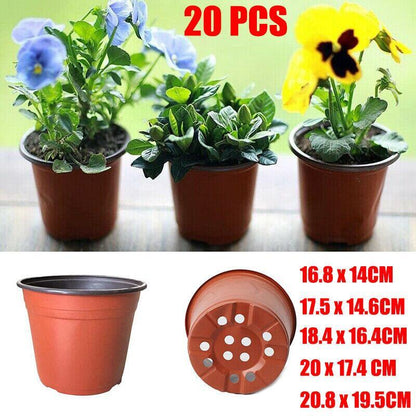 20Pcs Plastic Plant Pots Nursery Garden Seedling Flower Growing Containers - BN170-16.8x14cm