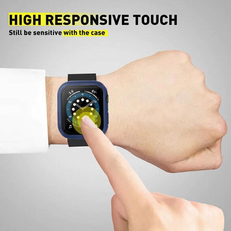 For Apple Watch iWatch Series SE 6 5 4 3 2 1 Case Full Glass Cover 40mm - Blue