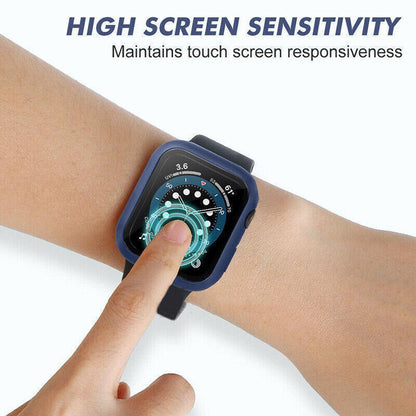 For Apple Watch iWatch Series SE 6 5 4 3 2 1 Case Full Glass Cover 40mm - Silver