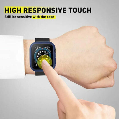 For Apple Watch iWatch Series SE 6 5 4 3 2 1 Case Full Glass Cover 40mm - Silver