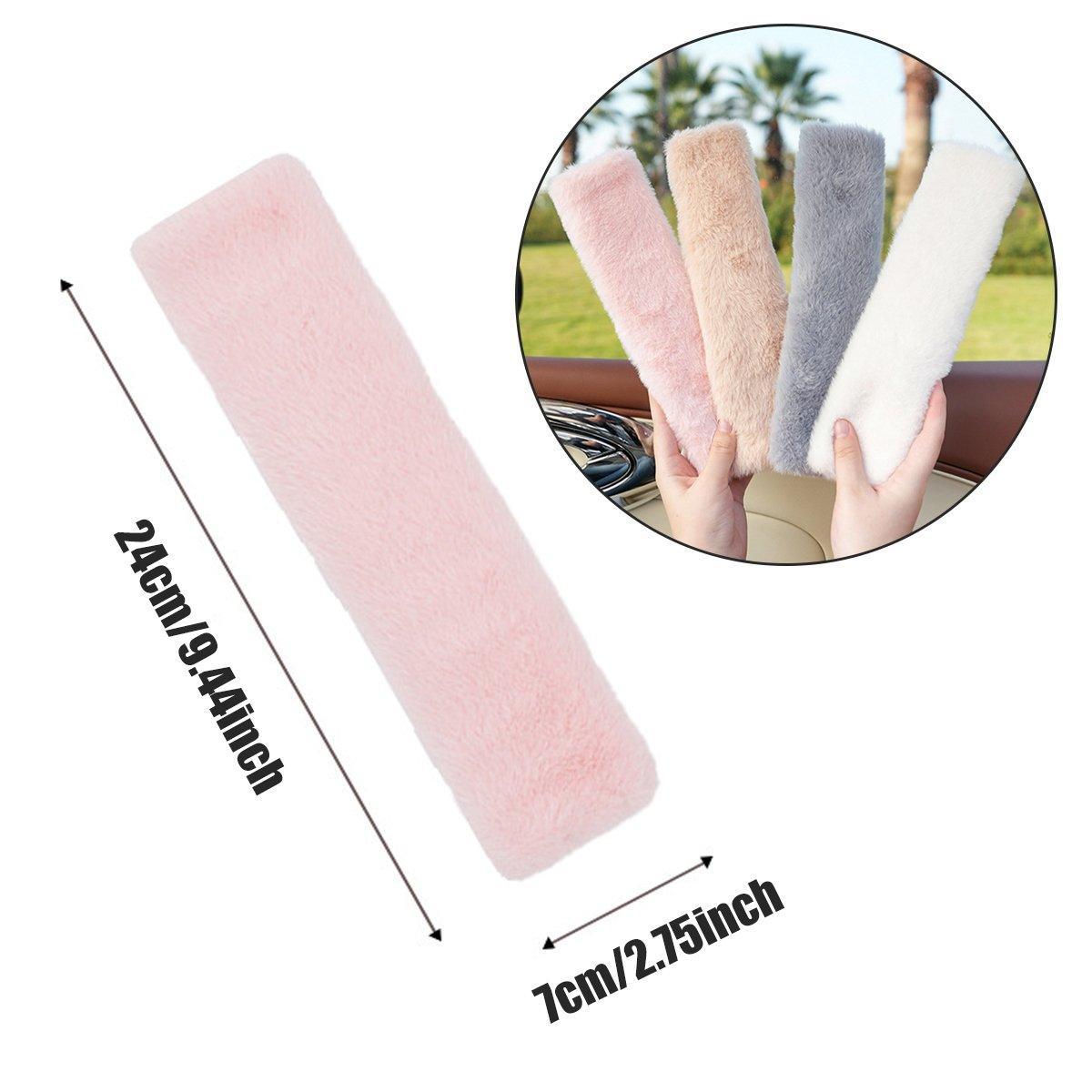 Winter Plush Shoulder Strap Cover Neck Cushion Pad for Comfortable Car Travel 2PCS - White