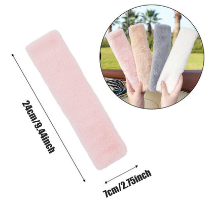 Winter Plush Shoulder Strap Cover Neck Cushion Pad for Comfortable Car Travel 2PCS - White