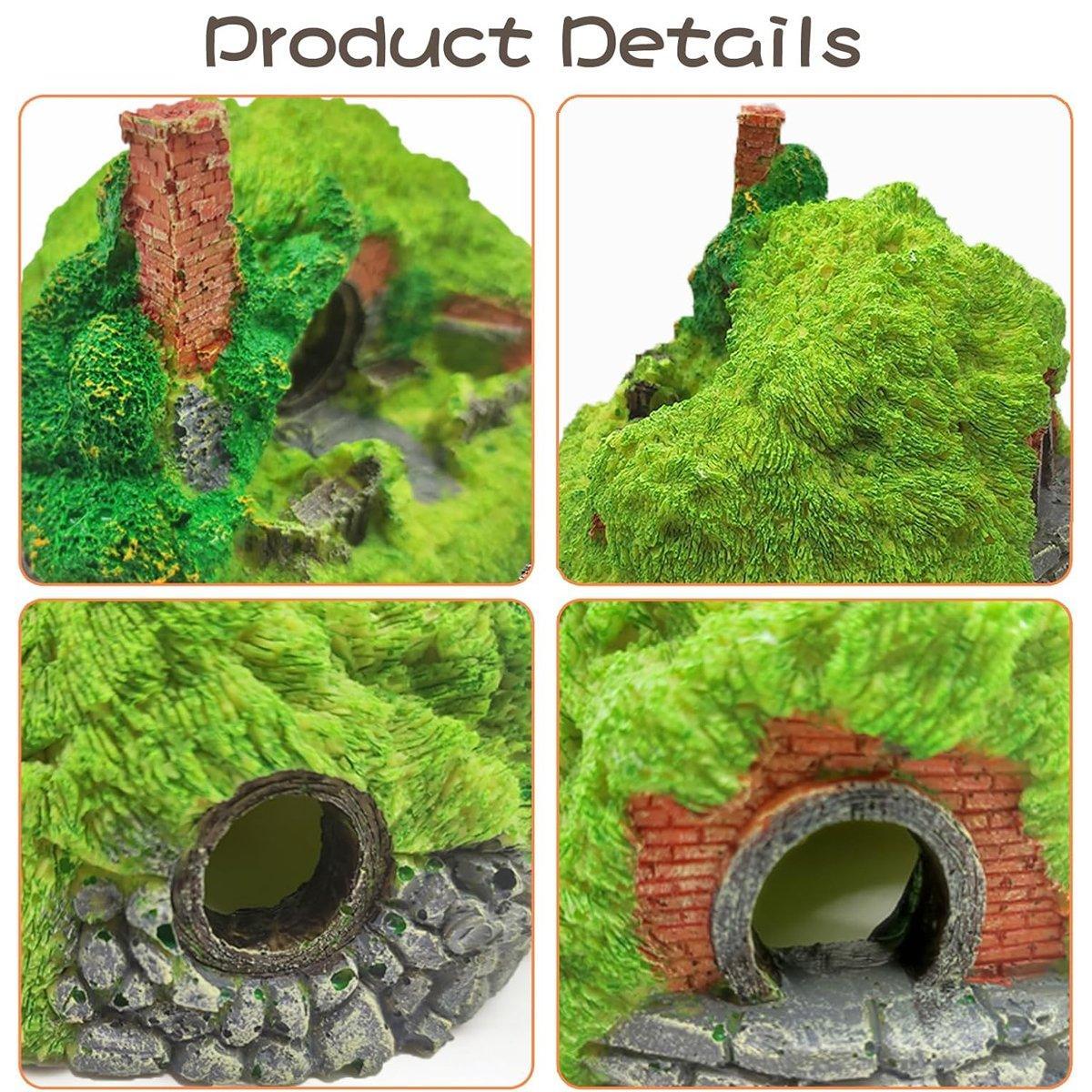 Resin Grass House Aquarium Ornament Natural Fish Tank Decoration Hideaway - B