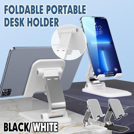 Adjustable Foldable Tablet Stand Desktop Holder Mount Mobile Phone iPad iPhone - Black