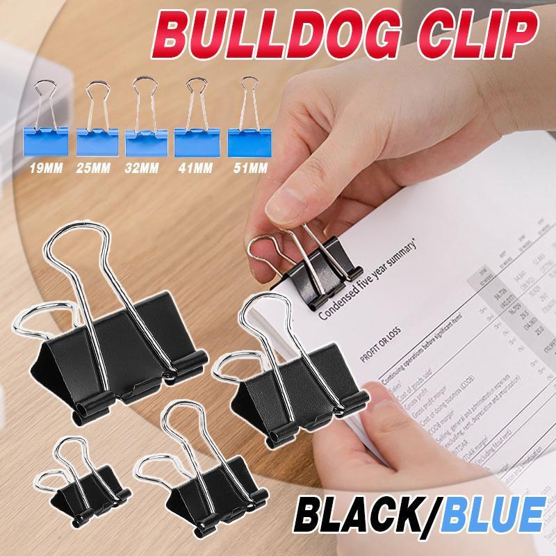 20PCS Black Bulldog Foldback Clips Document Paper Clamps Multiple Sizes - Black 19mm