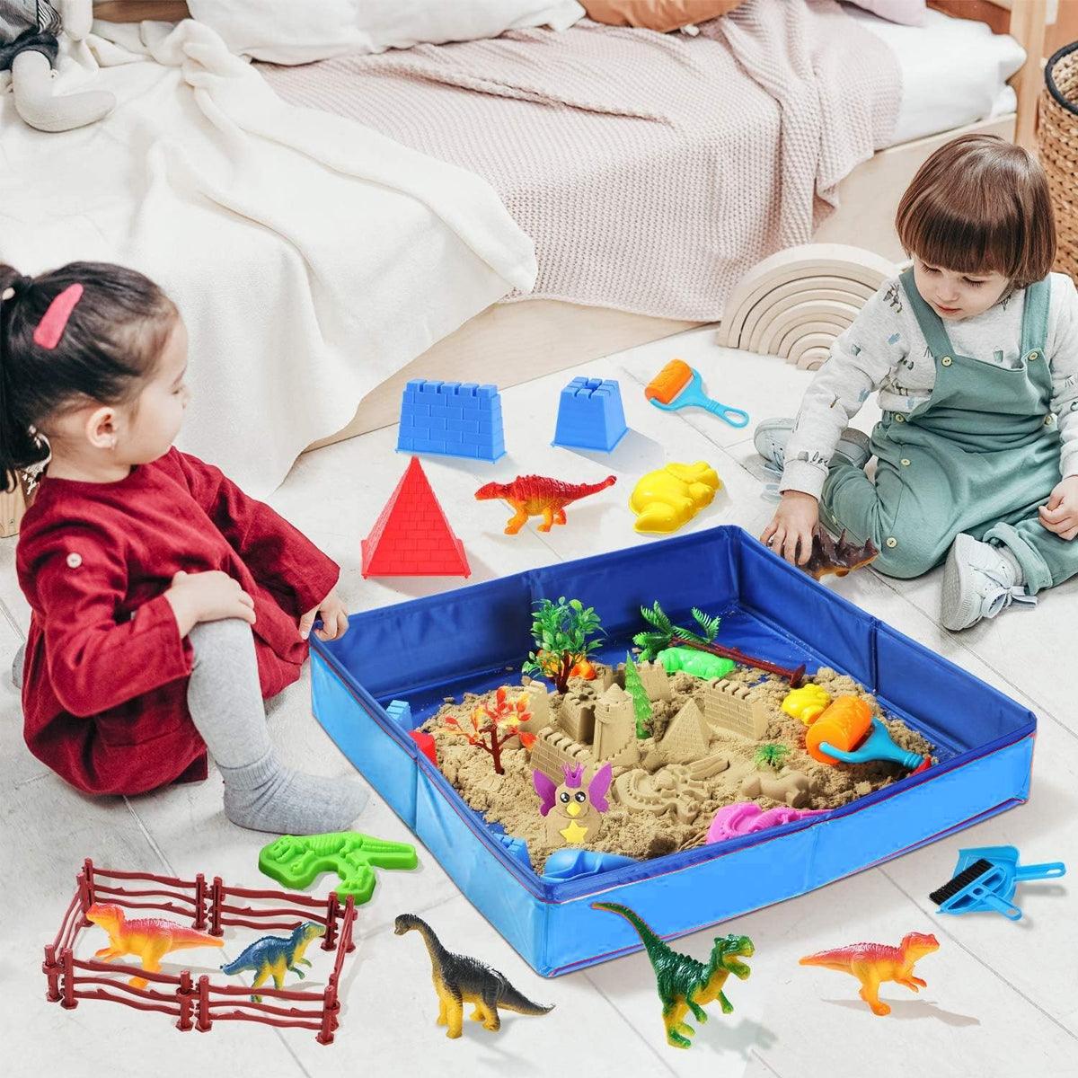 Folding Square Sand Table Portable Play Tray for Indoor Outdoor Use with Beach Toys