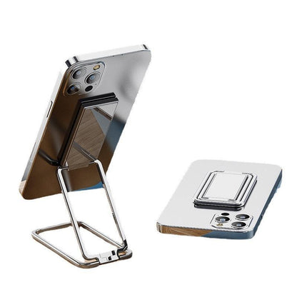 Portable Multifunctional Folding Metal Mobile Phone Holder Bracket Desktop Stand - Rose Gold