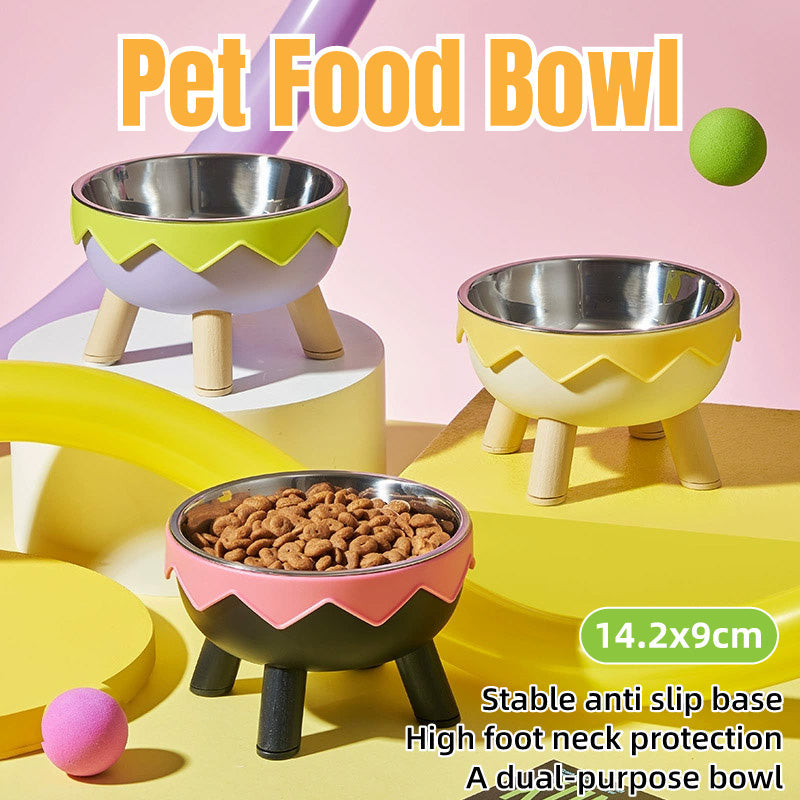 Eggshell Tall Pet Bowl Cat Dog Food Bowl Anti Slip Durable Raised Feeding Bowl - Green