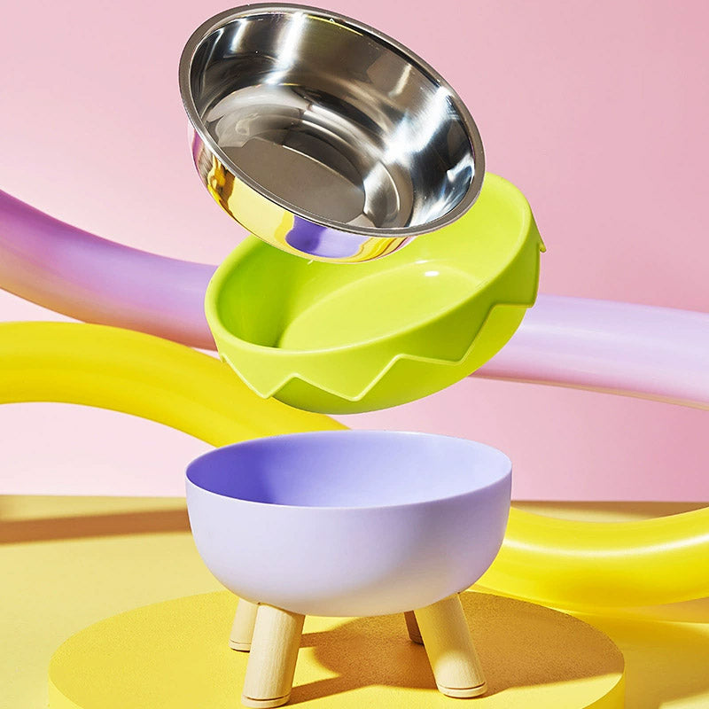 Eggshell Tall Pet Bowl Cat Dog Food Bowl Anti Slip Durable Raised Feeding Bowl - Green