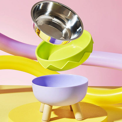 Eggshell Tall Pet Bowl Cat Dog Food Bowl Anti Slip Durable Raised Feeding Bowl - Green