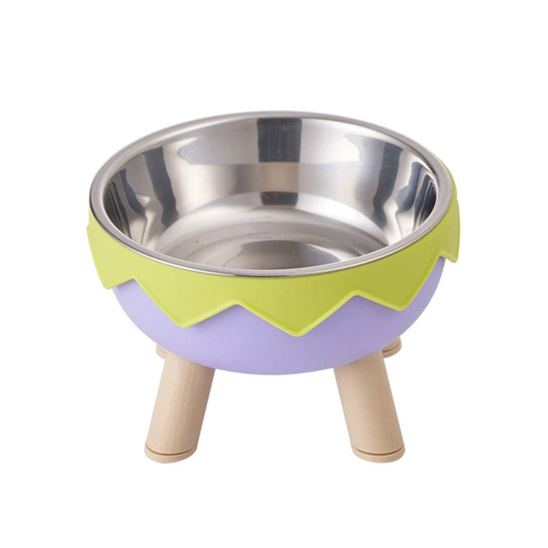 Eggshell Tall Pet Bowl Cat Dog Food Bowl Anti Slip Durable Raised Feeding Bowl - Green