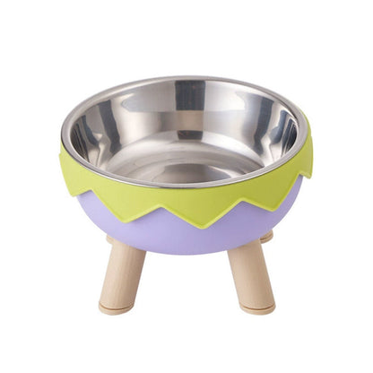 Eggshell Tall Pet Bowl Cat Dog Food Bowl Anti Slip Durable Raised Feeding Bowl - Green
