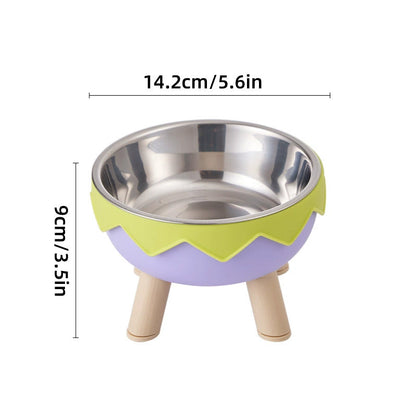 Eggshell Tall Pet Bowl Cat Dog Food Bowl Anti Slip Durable Raised Feeding Bowl - Yellow