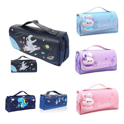 Functional Pencil Case Stationery Bag Pen Holder Storage Organizer for School - 03