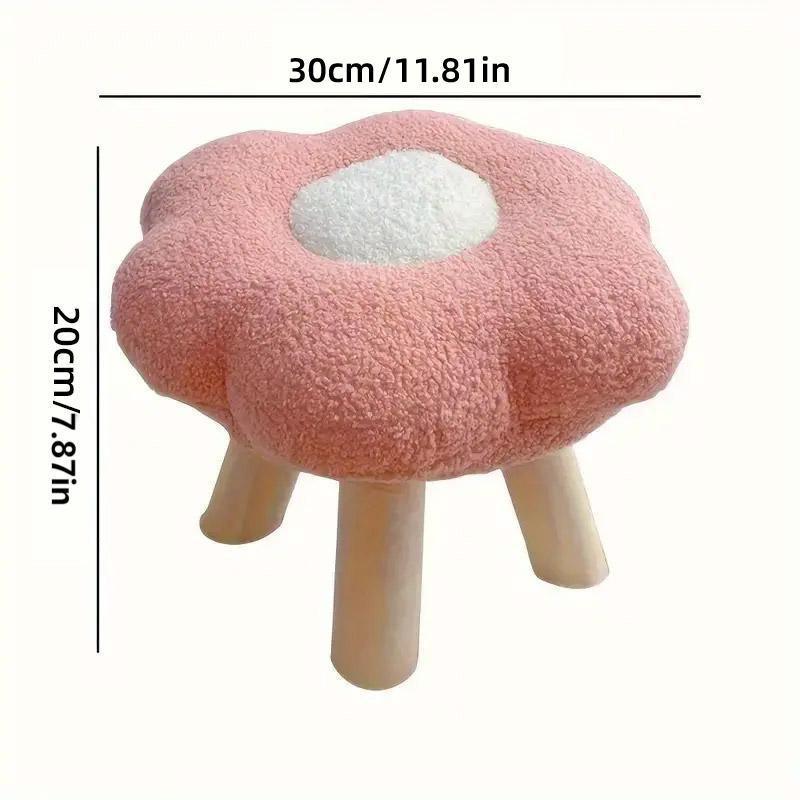 Small Flower Short Stool for Entryway or Living Room Shoe Bench or Footrest - White