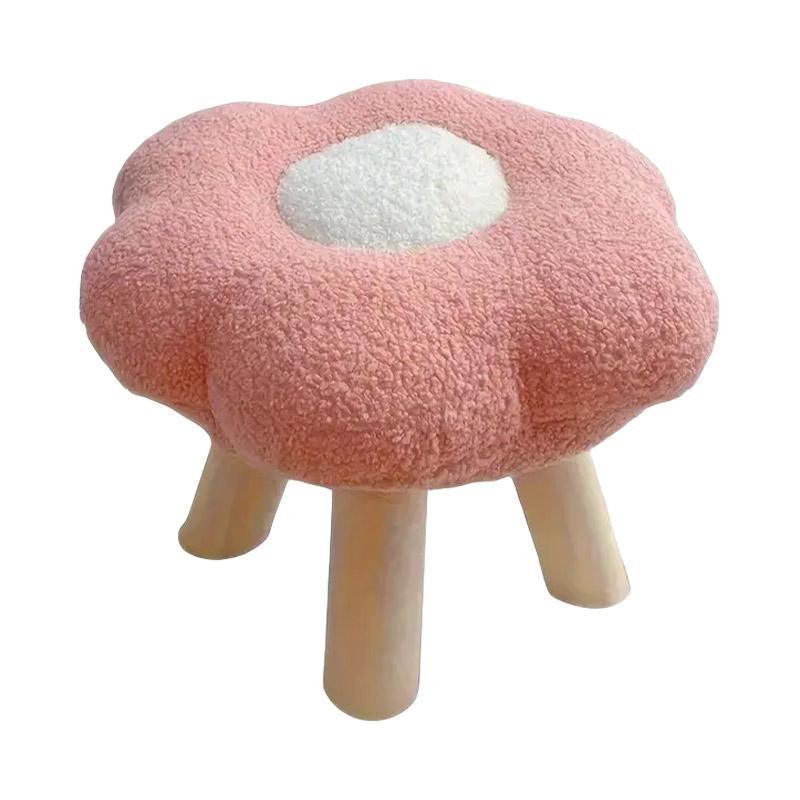 Small Flower Short Stool for Entryway or Living Room Shoe Bench or Footrest - Yellow