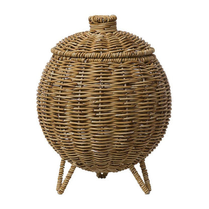 Hand Woven Storage Container with Lid Tabletop Basket Sundries Holder Organizer - Without Legs