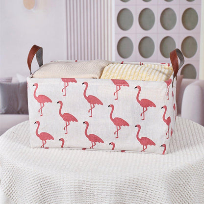 2pcs Foldable Cotton Linen Storage Baskets Home Organizer Box Office Supplies - Little Elephant