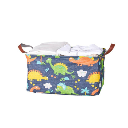 2pcs Foldable Cotton Linen Storage Baskets Home Organizer Box Office Supplies - Fish