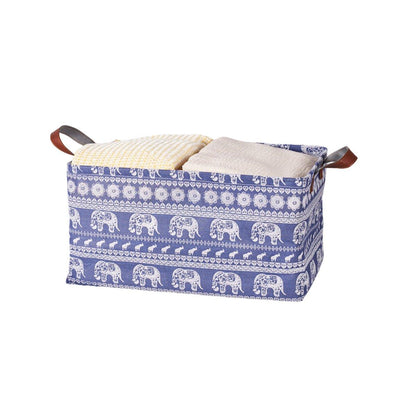 2pcs Foldable Cotton Linen Storage Baskets Home Organizer Box Office Supplies - Fish
