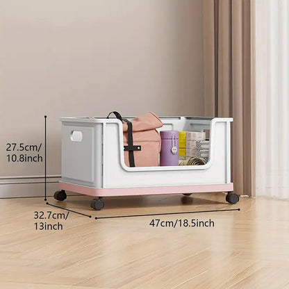 Under Desk Book Storage Box with Wheels Movable Classroom Student Organiser Rack - Blue