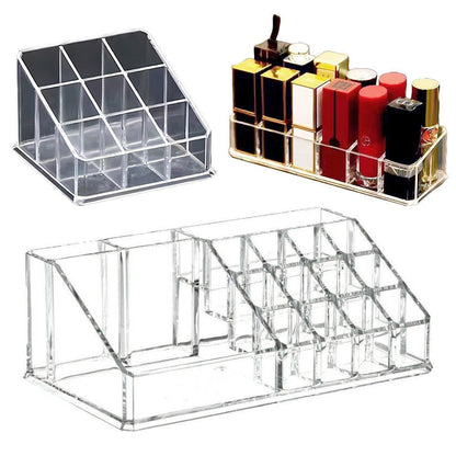 Desktop Transparent Storage Organizer Box Multi-Compartment Display Rack Holder - 9 grids