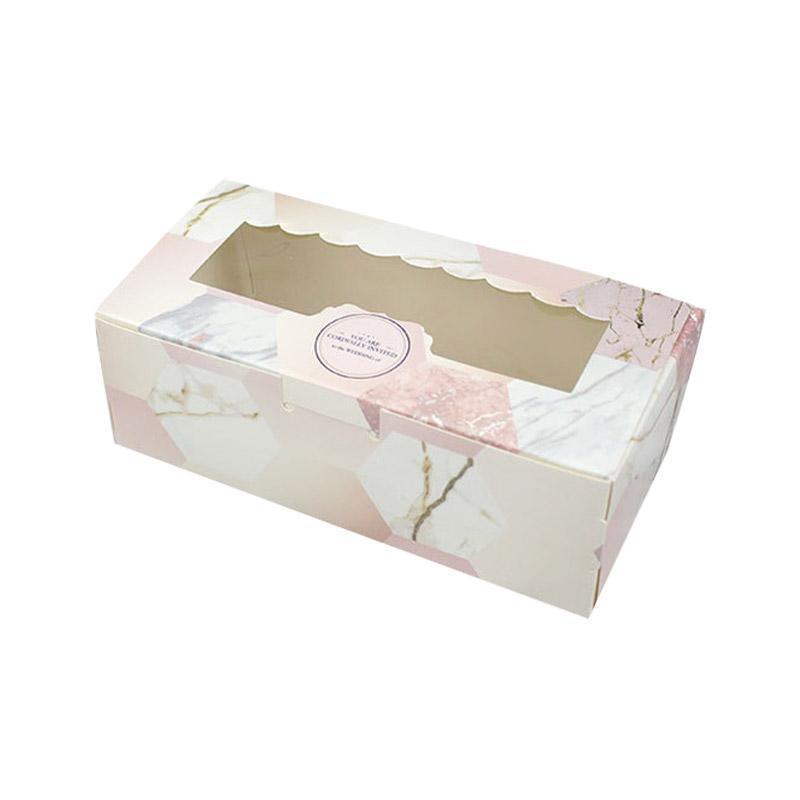 50PCS Set of 2 Premium Cake Packaging Boxes Clear Window Food Grade Cardboard - Swan-50pcs