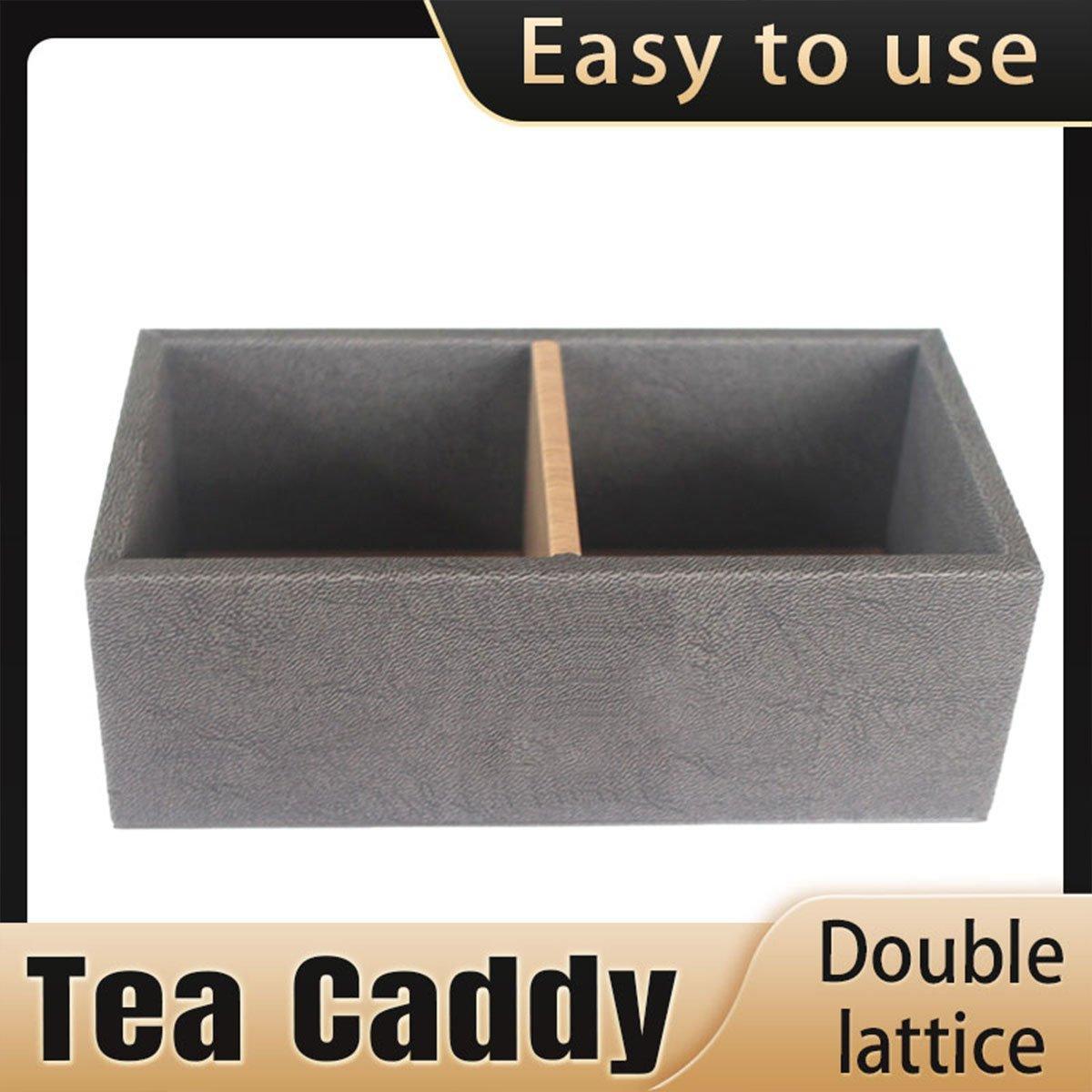 Double Compartment Tea Caddy Hotel Room Storage Organizer for Tea Bags Sugar