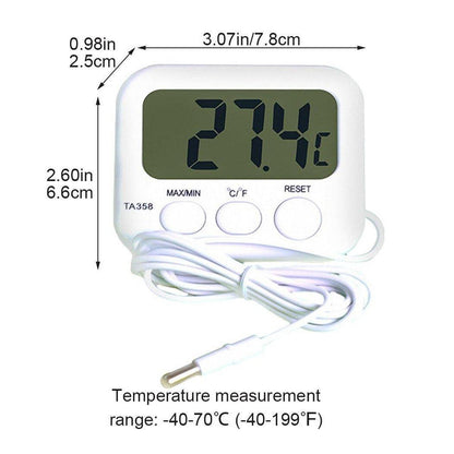 Digital Thermometer with Probe for Refrigerator Fish Tank Aquarium Temperature
