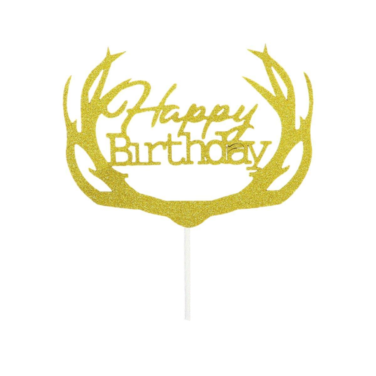 Happy Birthday Cake Topper Colour Printed Acrylic Party Decorations - Rose Red-Thin Line