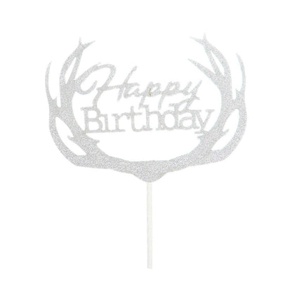 Happy Birthday Cake Topper Colour Printed Acrylic Party Decorations - Rose Red-Thin Line
